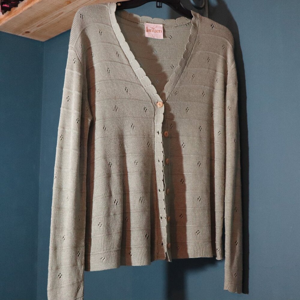 Vintage Jantzen Cardigan in Sage Green Size Medium